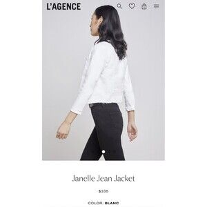 L’agence Janelle White Denim Jacket, Cropped, Raw Hem, Small - NWT - POLYBAG